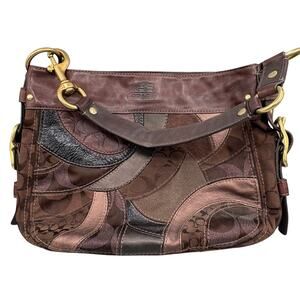 Coach Y2K Vintage Zoe Mosaic Brown Patchwork Leather Suede Hobo Shoulder Bag